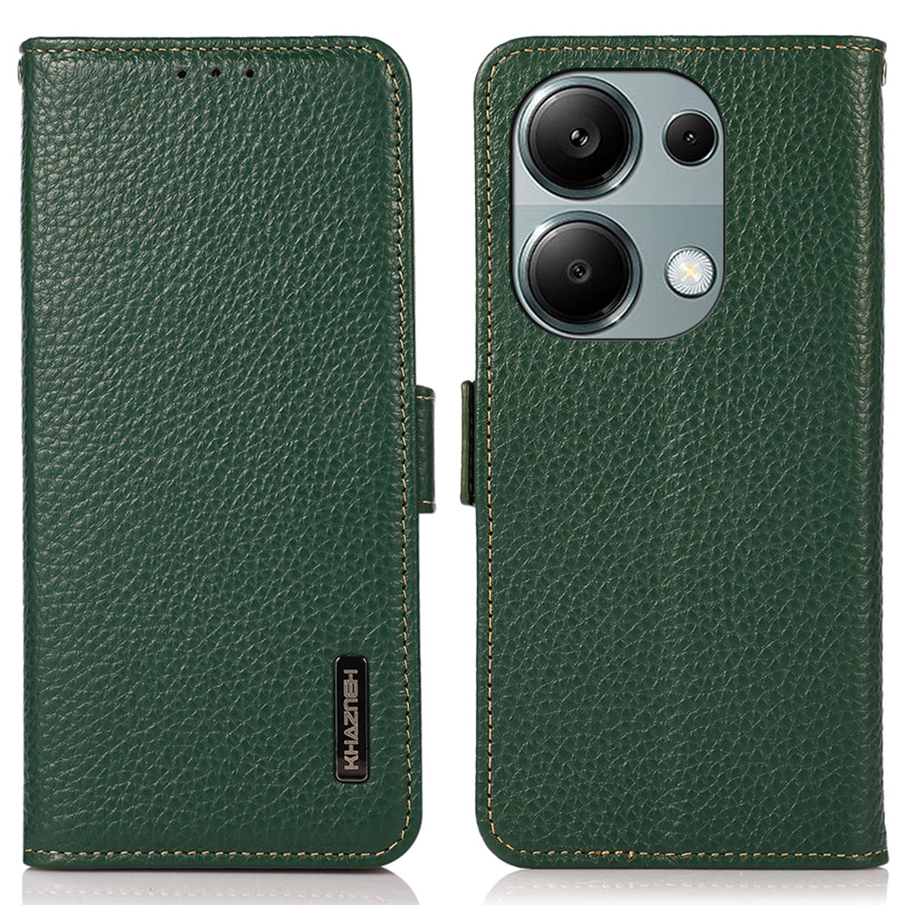 KHAZNEH For Xiaomi Redmi Note 13 4G Wallet Case Genuine Cow Leather+TPU Phone Cover KHAZNEH For Xiaomi Redmi Note 13 4G Wallet Case Genuine Cow Leather+TPU Phone Cover